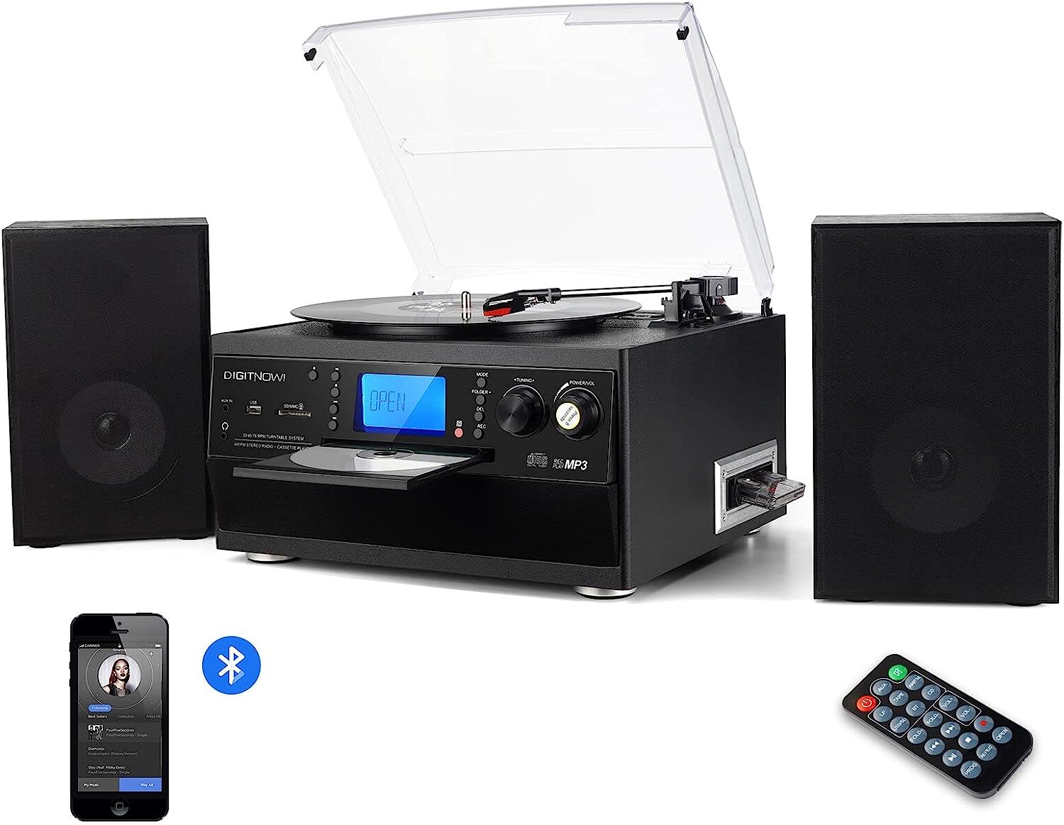 DIGITNOW Bluetooth Vinyl Record Player