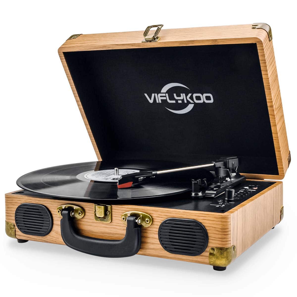 VIFLYKOO Record Player Bluetooth Vinyl Turntable